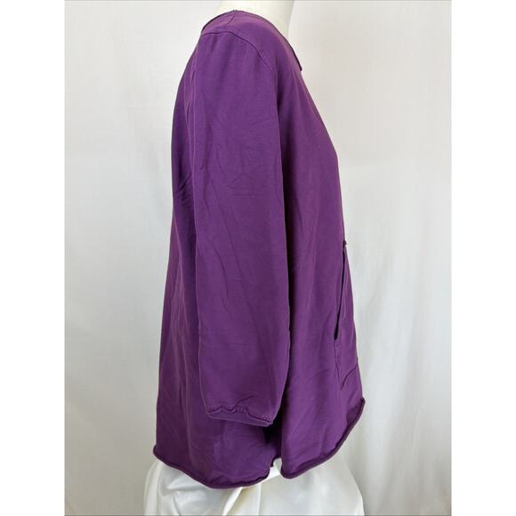 NWT Kleen Purple Long Sleeve Kangaroo Pocket High Low Tunic Top #0727 SZ SMALL - Picture 4 of 9